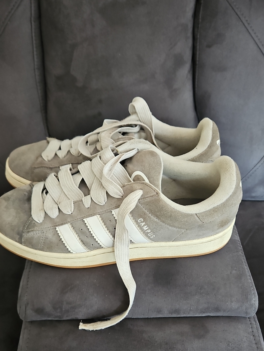 Adidas Taupe Suede Sneakers